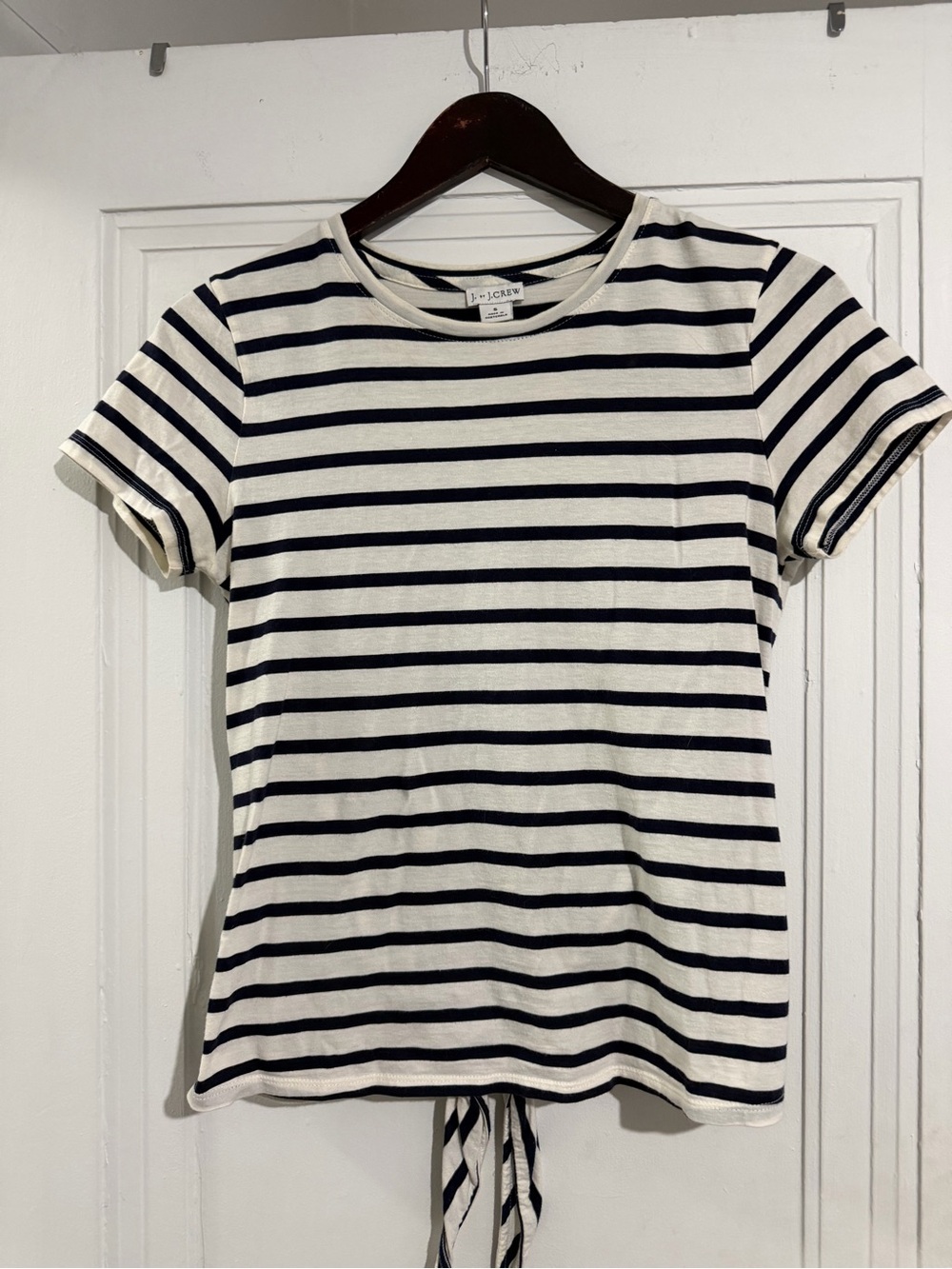 J. Crew Navy & White Striped Crewneck Short Sleeve Tee